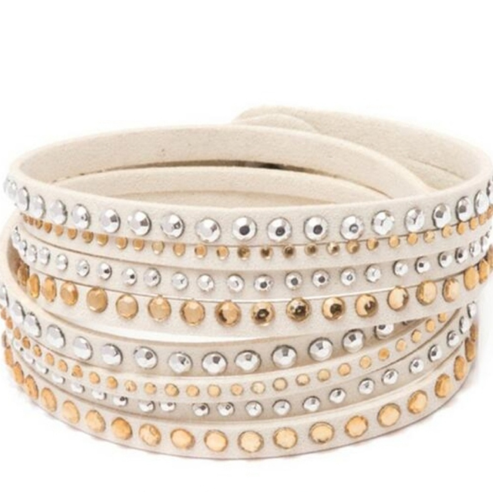 Vegan Leather Wrap Bracelet Austrian Crystals